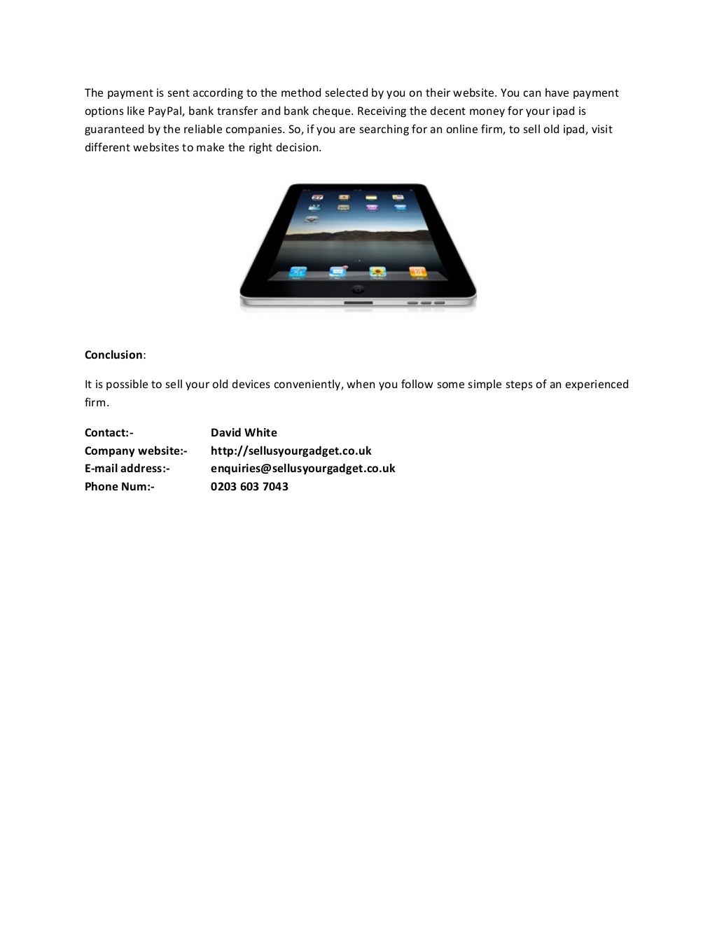 Sell old ipad services from sellusyourgadget