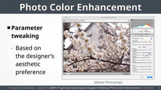 Y. Koyama, D. Sakamoto, T. Igarashi | SelPh: Progressive Learning and Support of Manual Photo Color Enhancement | CHI 2016...