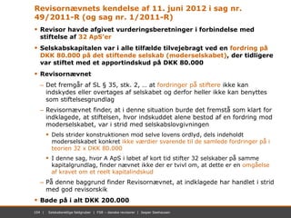 104 | November 2012 | Mastersæt. Power Point104 | Selskabsretlige faldgruber | FSR – danske revisorer | Jesper Seehausen
R...