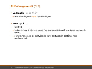 93 | November 2012 | Mastersæt. Power Point93 | Selskabsretlige faldgruber | FSR – danske revisorer | Jesper Seehausen
Sti...