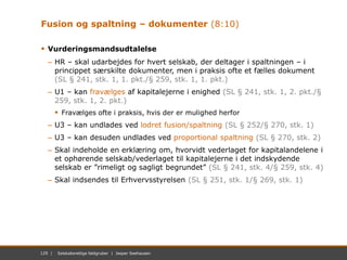 129 | November 2012 | Mastersæt. Power Point129 | Selskabsretlige faldgruber | Jesper Seehausen
Fusion og spaltning – doku...