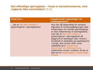 78 | November 2012 | Mastersæt. Power Point78 | Selskabsretlige faldgruber | Jesper Seehausen
Det offentlige ejerregister ...