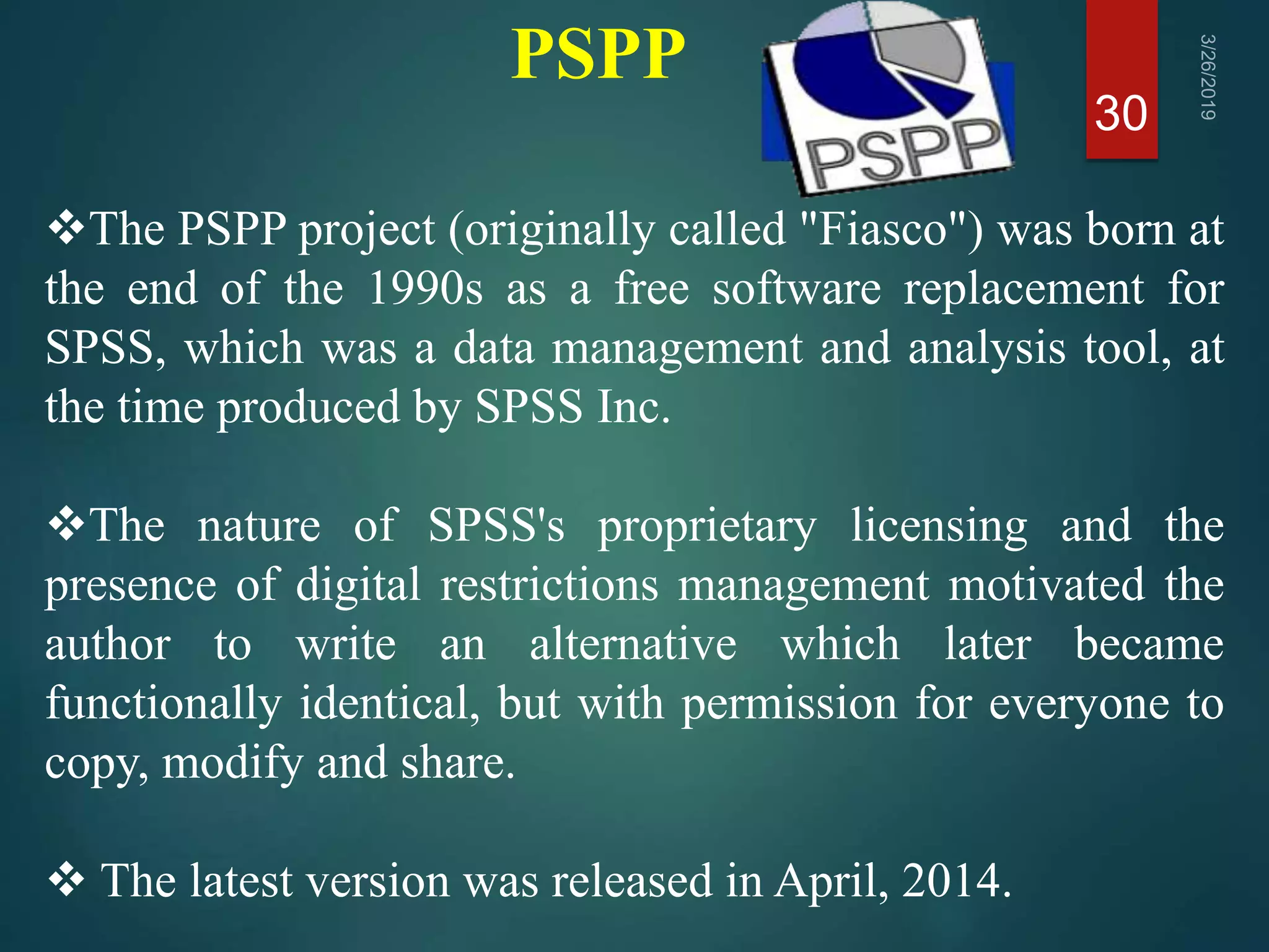Various statistical software's in data analysis. | PPTX
