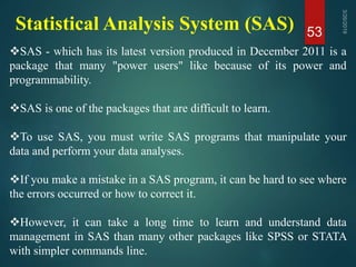 Various statistical software's in data analysis. | PPTX