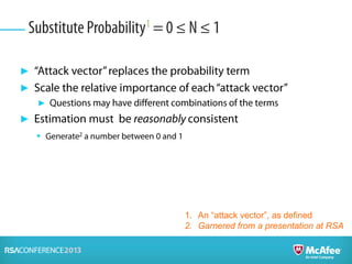 ►
►
►
►

1. An “attack vector”, as defined
2. Garnered from a presentation at RSA
 