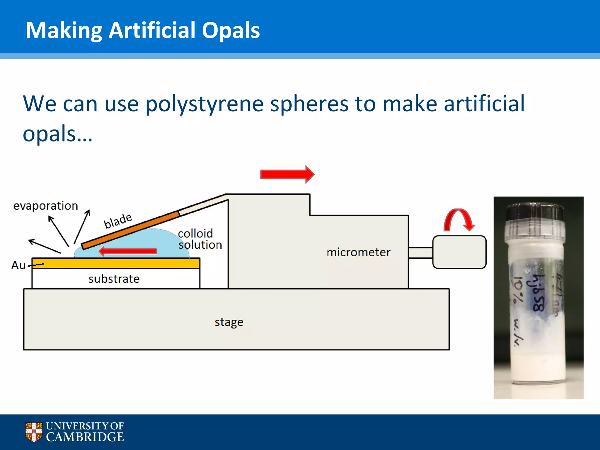 Making Artificial Opals
We can use polystyrene spheres to make artificial
opals…

 