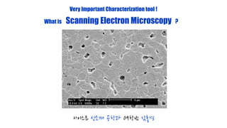 Very Important Characterization tool !
What is

Scanning Electron Microscopy

카이스트 신소재 공학과 09학번 김홍경

?

 