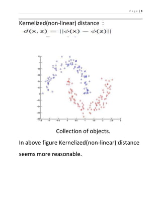 P a g e | 9 
Kernelized(non-linear) distance : 
Collection of objects. 
In above figure Kernelized(non-linear) distance 
seems more reasonable. 
 