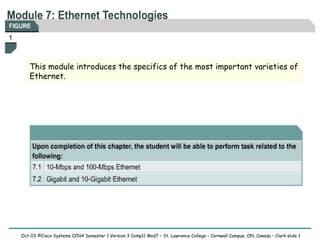 This module introduces the specifics of the most important varieties of Ethernet.  