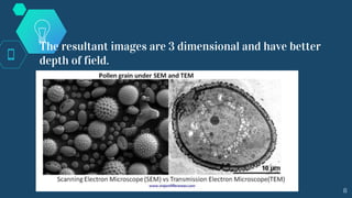 The resultant images are 3 dimensional and have better
depth of field.
8
 