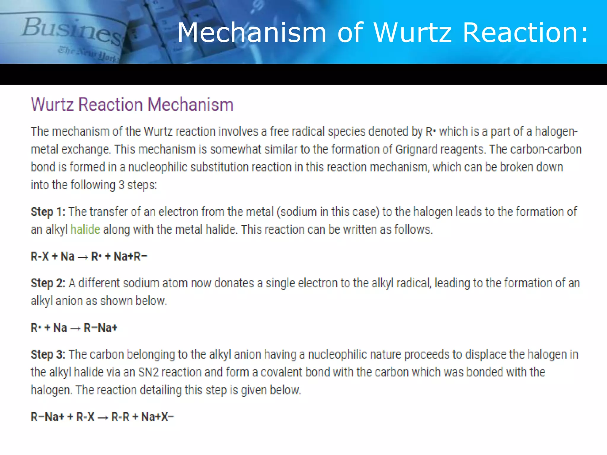 Mechanism of Wurtz Reaction:
 