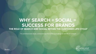 WHY SEARCH + SOCIAL =
SUCCESS FOR BRANDS
THE ROLE OF SEARCH AND SOCIAL WITHIN THE CUSTOMER LIFE CYCLE*
*A commissioned study conducted by Forrester Consulting on behalf of Catalyst
Boston
 