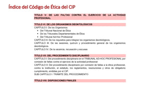 Índice del Código de Ética del CIP
 