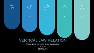 VERTICAL JAW RELATION
PRESENTED BY – DR. SHAILJA SHARDA
1-MDS
SEMINAR 3
1 2 3 4 5
 
