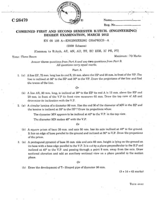 CIVIL ENGINEERING SEMESTER 1 & 2 QUESTION PAPER APRIL 2012