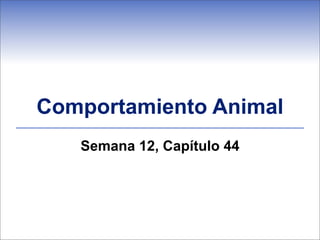 Comportamiento Animal
   Semana 12, Capítulo 44
 
