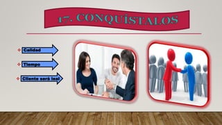  Calidad
 Tiempo
 Cliente será leal
 
