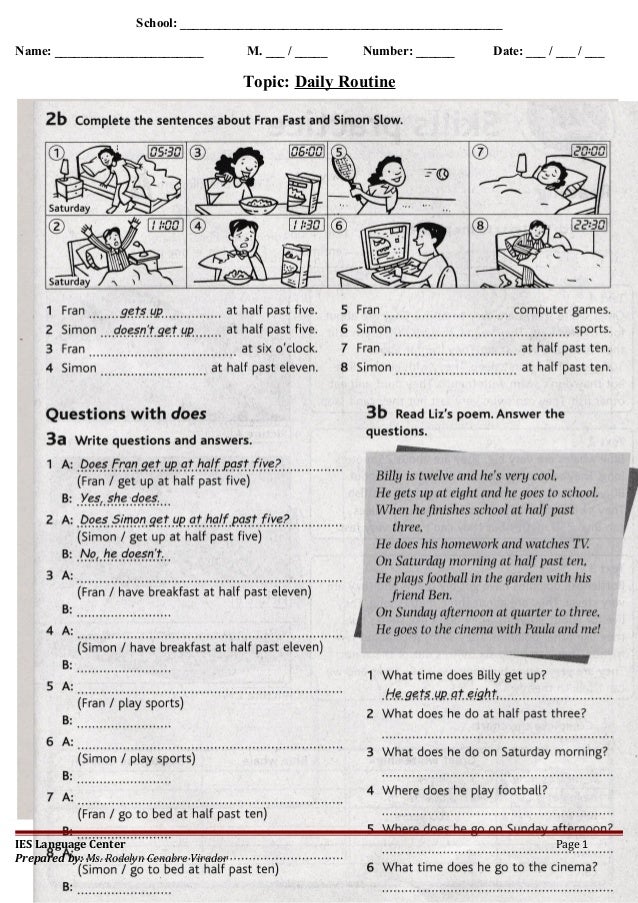 daily work sheet