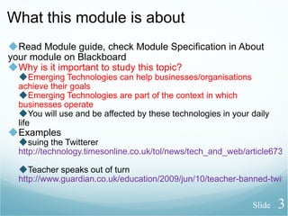 Emerging Technologies Semester 2 Lecture 1 | PPT