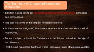 Sign Test R Alternative tests of significance | PPTX