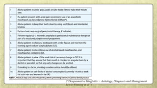 (“Desquamative Gingivitis − Aetiology, Diagnosis and Management
Lewis Winning et al”)
 