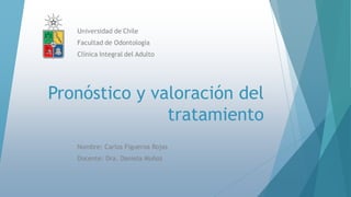 Pronóstico y valoración del
tratamiento
Nombre: Carlos Figueroa Rojas
Docente: Dra. Daniela Muñoz
 