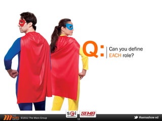 Q:   Can you define
                                 EACH role?




©2012 The Marx Group   11
 
