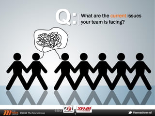 Q:                     What are the current issues
                                              your team is facing?




                       ©2012 The Marx Group
©2012 The Marx Group                   7
 