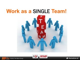 Work as a SINGLE Team!




 ©2012 The Marx Group   8
 