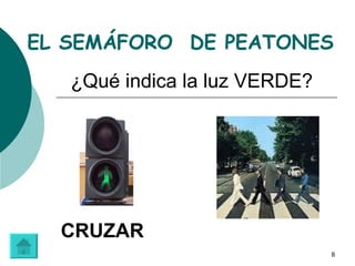 EL SEMÁFORO DE PEATONES ¿Qué indica la luz VERDE? CRUZAR