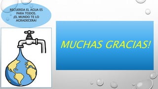 RECUERDA EL AGUA ES
PARA TODOS.
¡EL MUNDO TE LO
AGRADECERA!
MUCHAS GRACIAS!
 