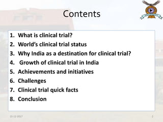 present scenario of clinical trials in India | PPTX