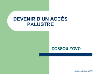 DEVENIR D’UN ACCÈS
    PALUSTRE



            DOSSOU-YOVO




                     atelier paludisme2003
 