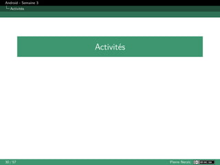 Android - Semaine 3
Activités
Activités
30 / 57 Pierre Nerzic
 