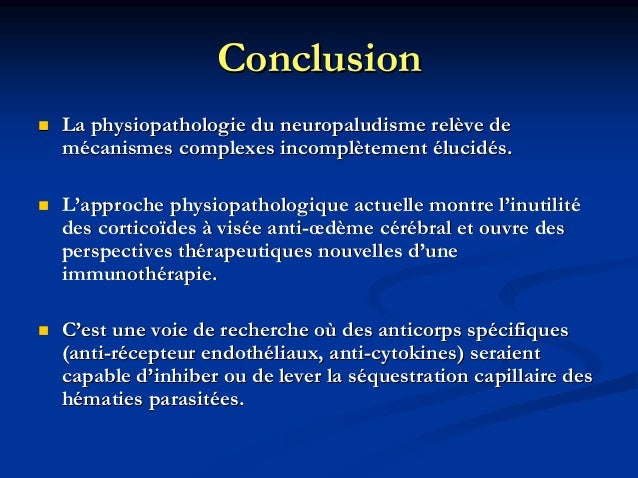 La physiopathologie du neuropaludisme