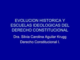 EVOLUCION HISTORICA Y
ESCUELAS IDEOLOGICAS DEL
DERECHO CONSTITUCIONAL
Dra. Silvia Carolina Aguilar Krugg
Derecho Constitucional I.
 