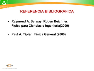 REFERENCIA BIBLIOGRAFICA Raymond A. Serway, Roben Beichner; Física para Ciencias e Ingeniería(2000) Paul A. Tipler;  Física General (2000) 