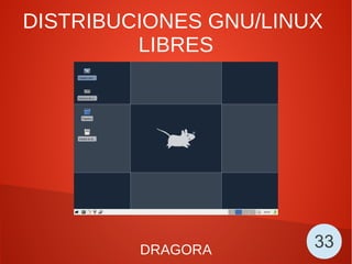 DISTRIBUCIONES GNU/LINUX
LIBRES
DRAGORA 33
 