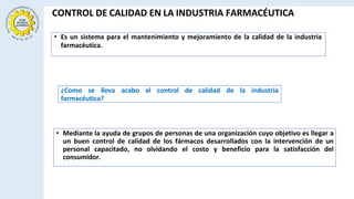 Importancia y Normas de Control de Calidad en la Industria Farmacéutica ...