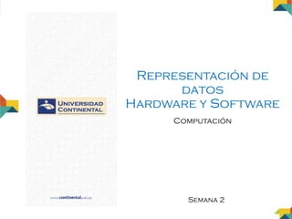 Ing. Carlos Medina Raymundo
Representación de
datos
Hardware y Software
Computación
Semana 2
 