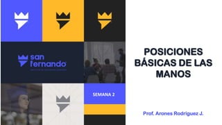POSICIONES
BÁSICAS DE LAS
MANOS
Prof. Arones Rodriguez J.
SEMANA 2
 