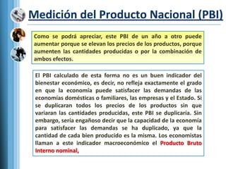 Formula:                        PBIrt   -  PBIrt -1  Tasa de crecimiento   =   ----------------------------------- * 100      			     PBIrt -1 Para el caso de la economía hipotética:                          20790   -  18900  Tasa de crecimiento   =   ----------------------------------- * 100      			      18900 Tasa de crecimiento   =  10%