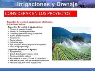 CONSIDERAR EN LOS PROYECTOS
Irrigaciones y Drenaje
10
 