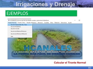 EJEMPLOS
Calcular el Tirante Normal
Irrigaciones y Drenaje
80
 