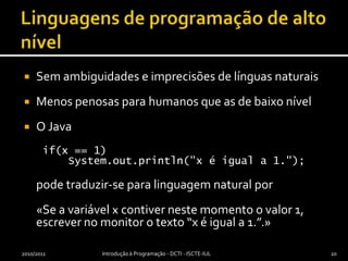 Mas arquitectura do hardware assemelha-se2010/2011Introdução à Programação - DCTI - ISCTE-IUL11