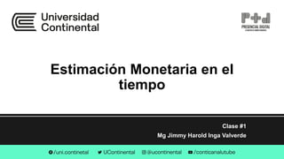 Estimación Monetaria en el
tiempo
Clase #1
Mg Jimmy Harold Inga Valverde
 