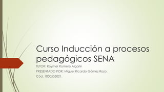 Curso Inducción a procesos 
pedagógicos SENA 
TUTOR: Roymer Romero Algarín 
PRESENTADO POR: Miguel Ricardo Gómez Rozo. 
Cód. 1030535021. 
 