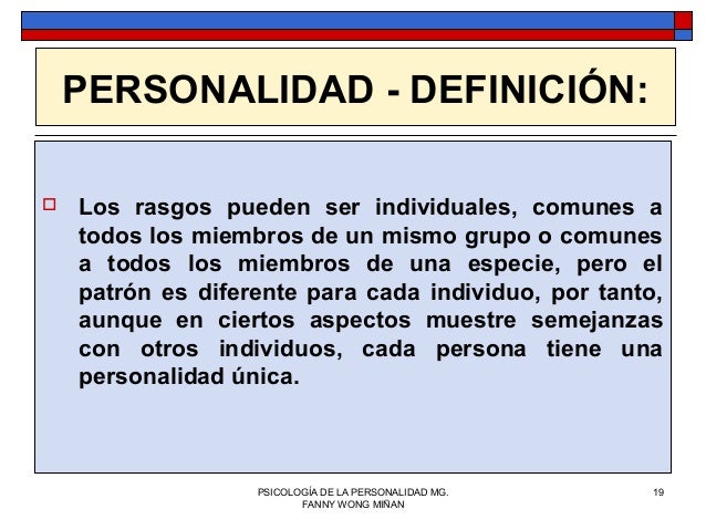 PERSONALIDAD CONCEPTOS Y TEORÍA FANNY JEM WONG SEMANA 1