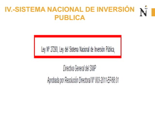 IV.-SISTEMA NACIONAL DE INVERSIÓN
PUBLICA
 