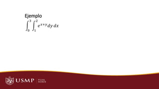 Ejemplo
න
0
3
න
1
2
𝑒𝑥+𝑦𝑑𝑦 𝑑𝑥
 